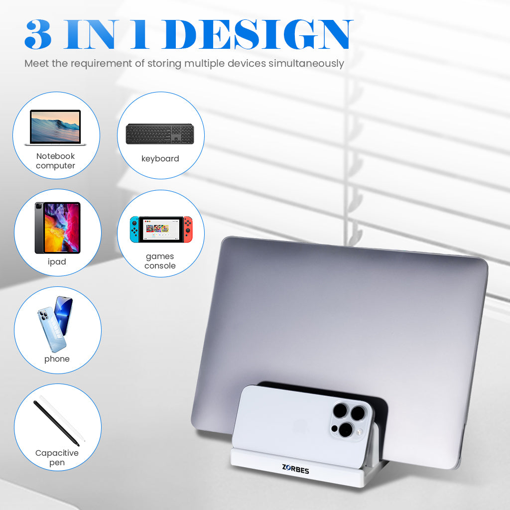 ZORBES Desk Laptop Stand 3-16'' Mobile Device Organizer Rack Adjustable Spacing Phone/Tablet/Laptop Stand Anti Slip Base Design Rugged ABS Desk Mobile Device Organzier for Home, Kitchen, Office ZORBES Desk Laptop Stand 3-16'' Mobile Device Organizer Rack Adjustable Spacing Phone/Tablet/Laptop Stand Anti Slip Base Design Rugged ABS Desk Mobile Device Organzier for Home, Kitchen, Office